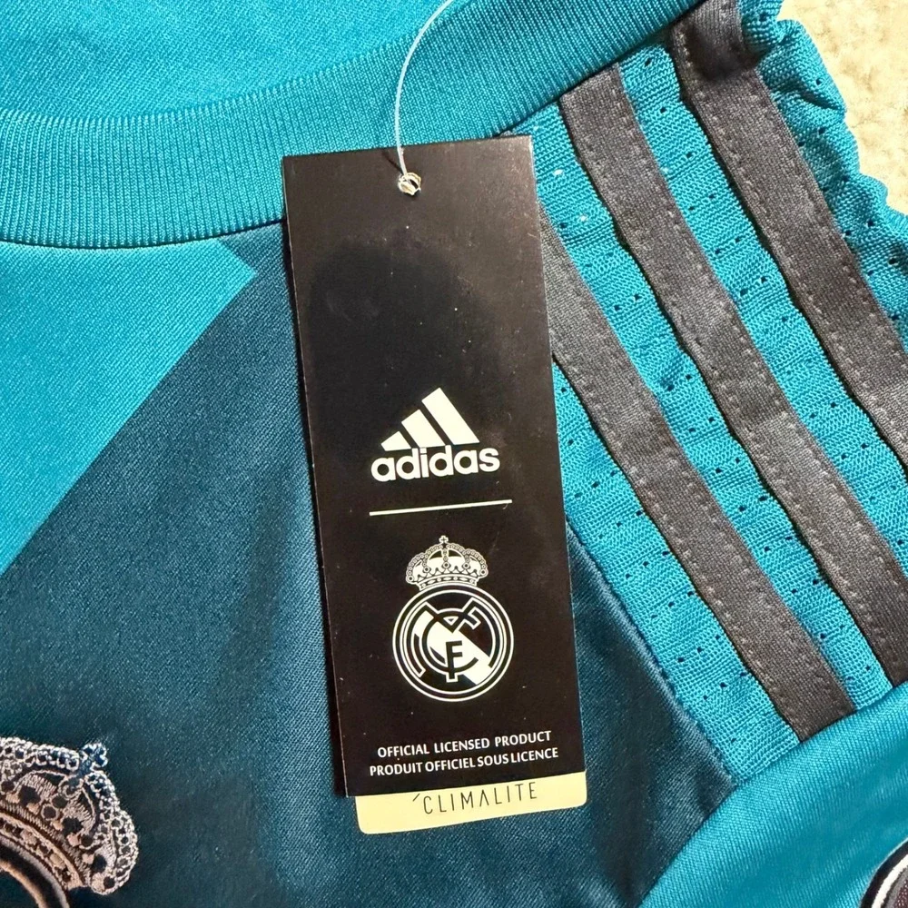 Adidas Real Madrid 2017-18 Jersey Size Large Teal Ronaldo 7 FIFA Patch NWT